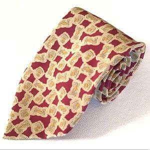 Charivari New York Red/Tan Silk Print Tie
